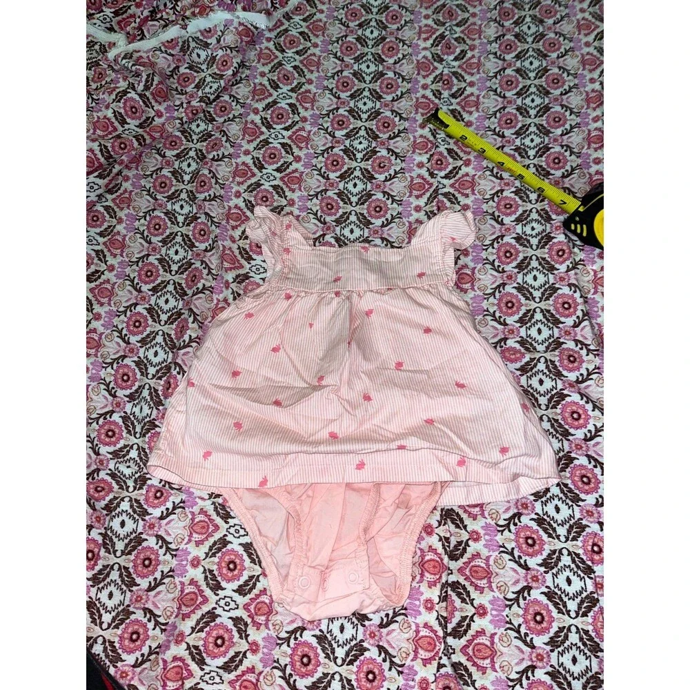 Girl’s Carter’s Pink Bunny Print Sleeveless Bodysuit Dress Size 6 Months